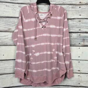 Maurices L Pink Tie Dye Lace Up Hoodie
